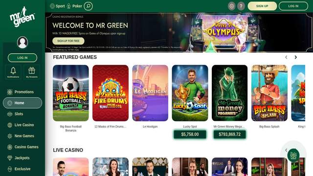 Mr Green casino screenshot