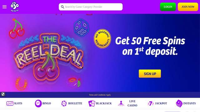 PlayOJO casino screenshot